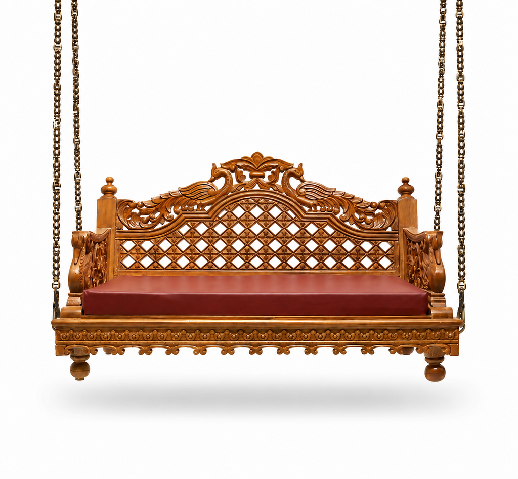 WOODEN PEACOCK CARVING SWING