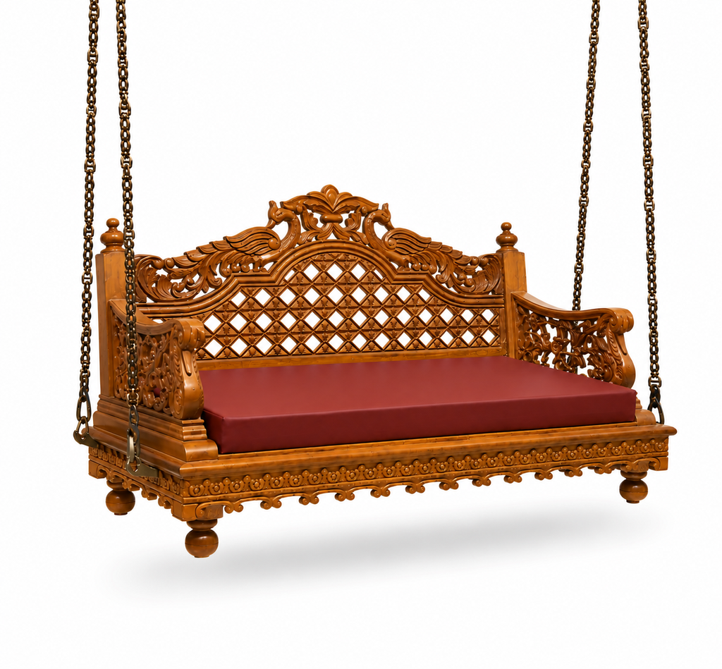 WOODEN PEACOCK CARVING SWING
