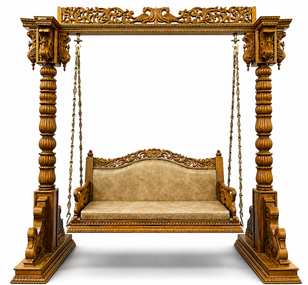 WOODEN PEACOCK CARVING STAND SWING
