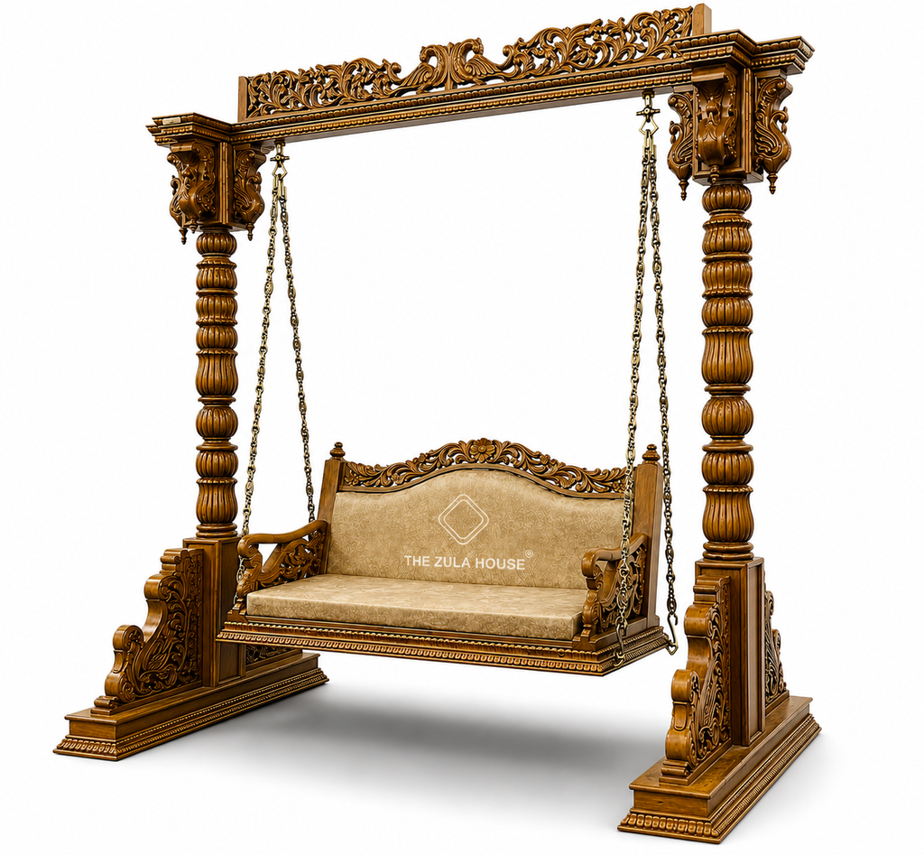 WOODEN PEACOCK CARVING STAND SWING