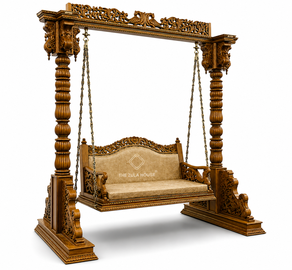WOODEN PEACOCK CARVING STAND SWING