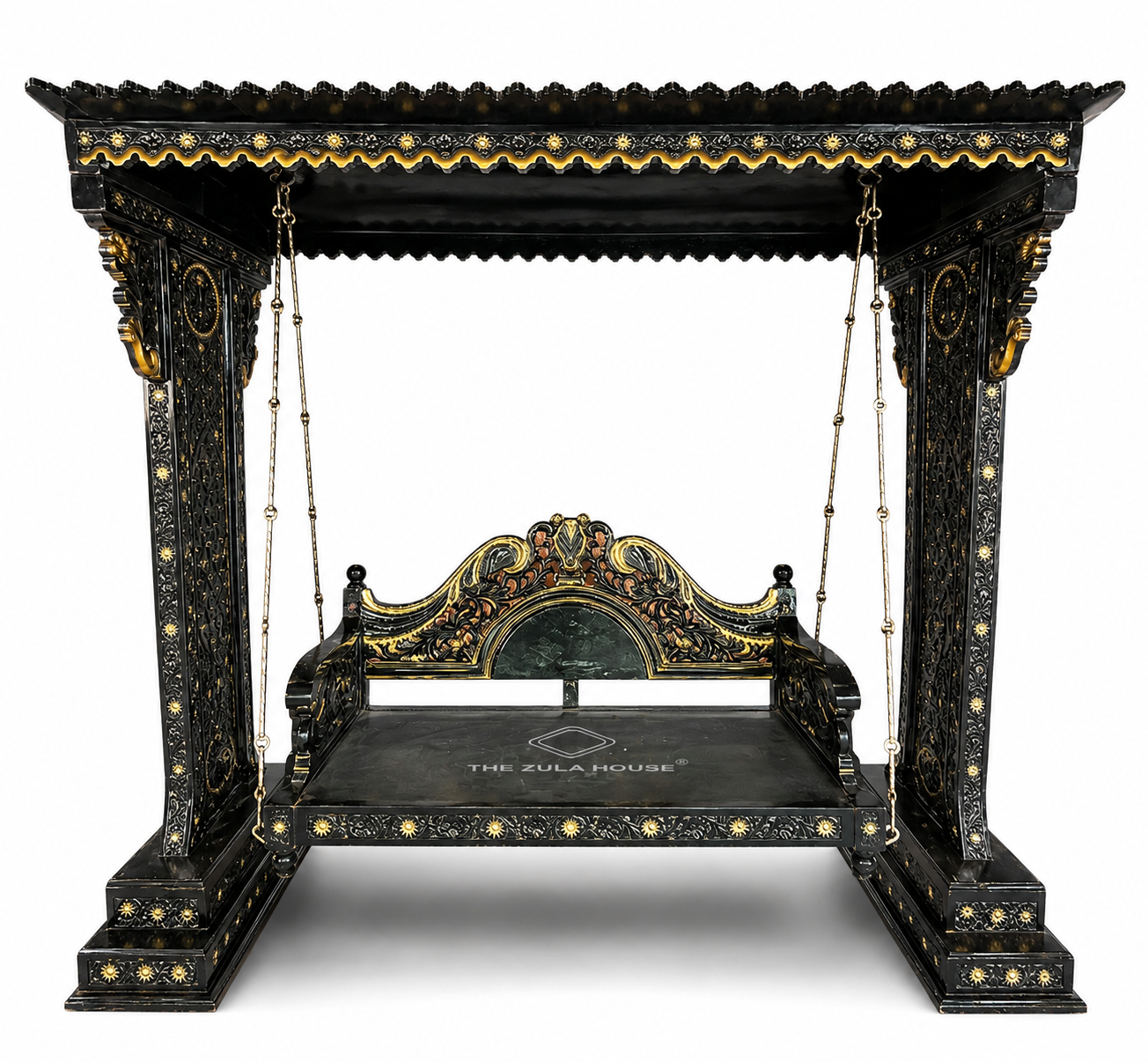 WOODEN PEACOCK HEACY CARVING STAND -2 SWING