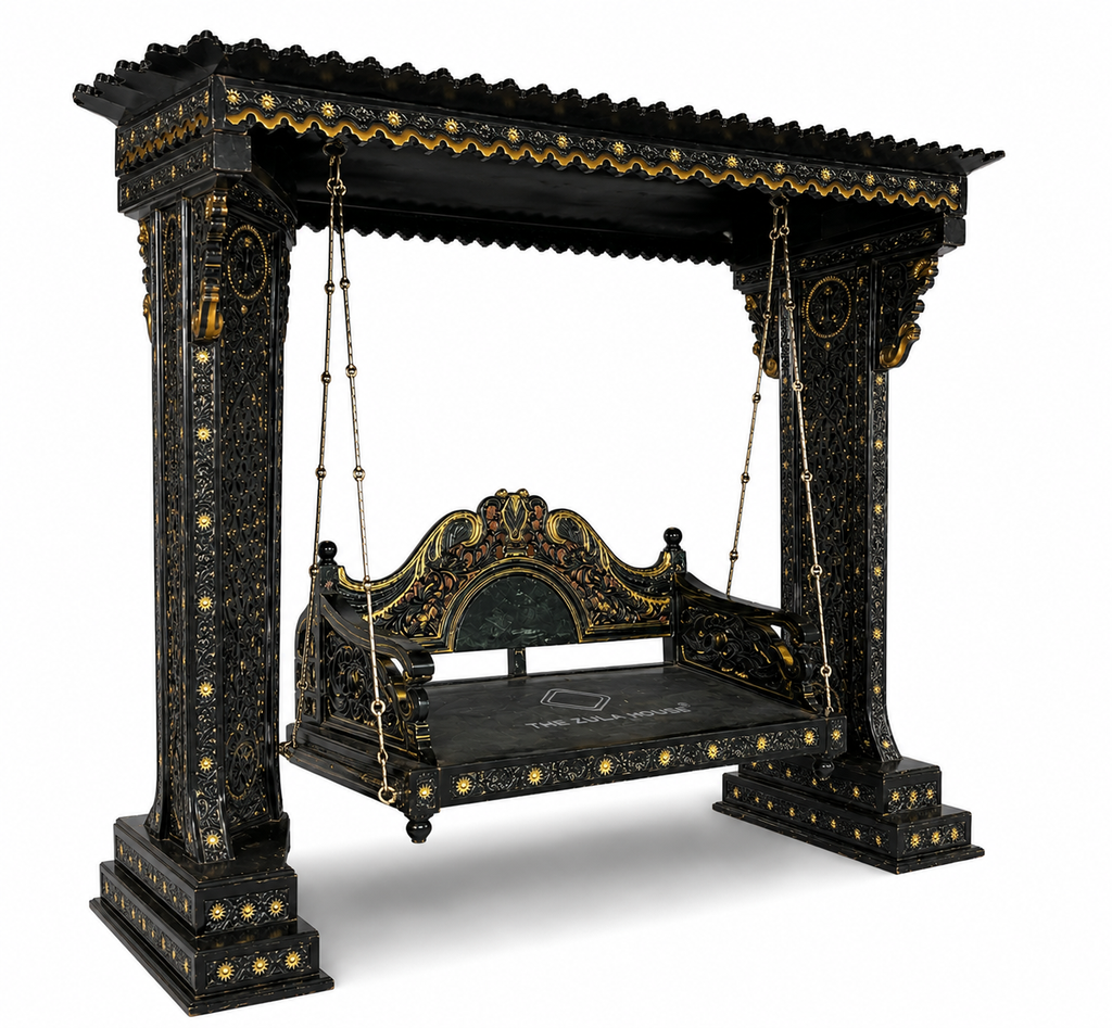 WOODEN PEACOCK HEACY CARVING STAND -2 SWING