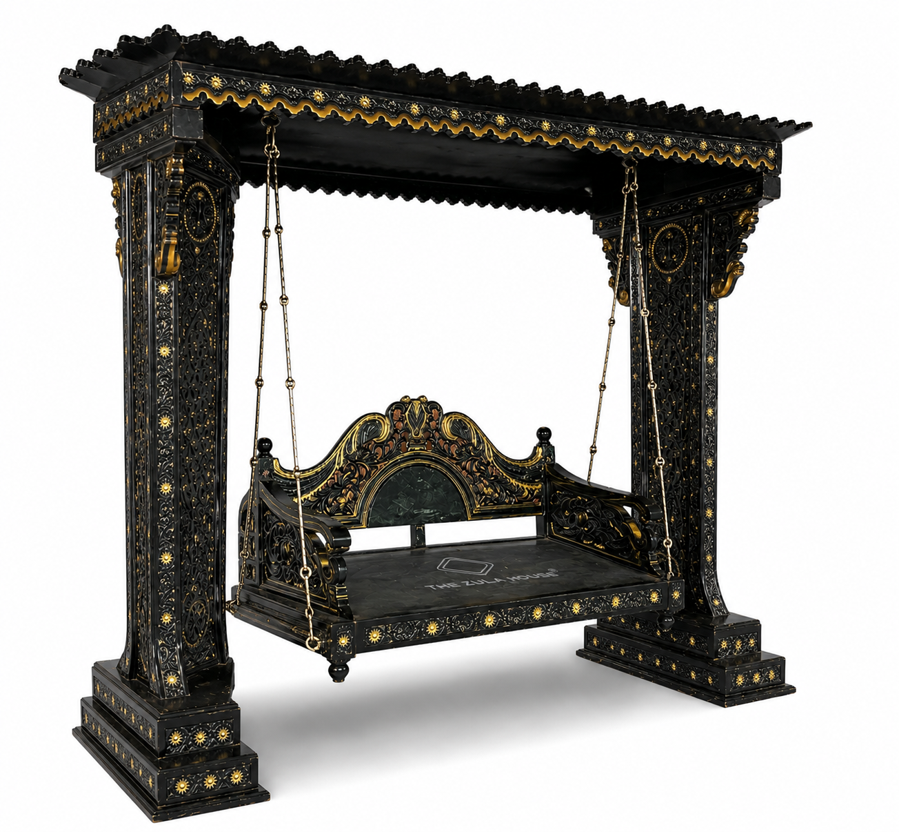 WOODEN PEACOCK HEACY CARVING STAND -2 SWING