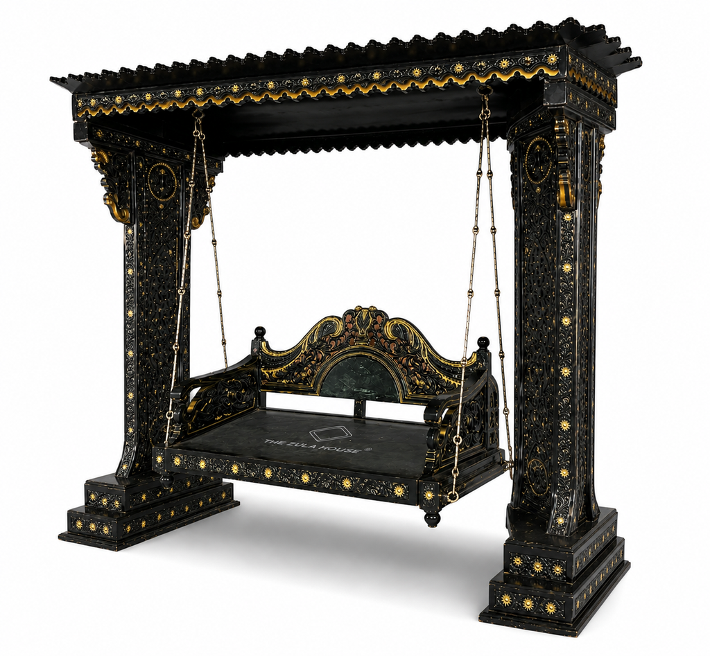 WOODEN PEACOCK HEACY CARVING STAND -2 SWING