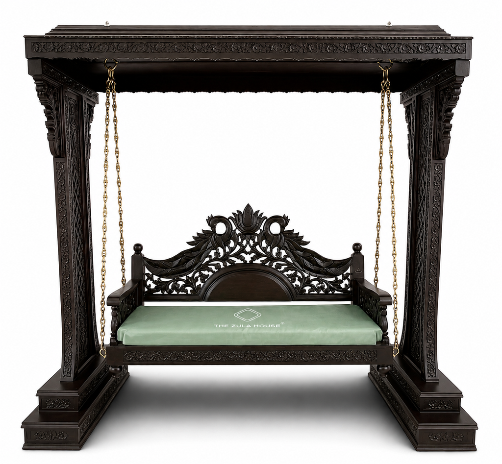 WOODEN PEACOCK HEACY CARVING STAND -2 SWING