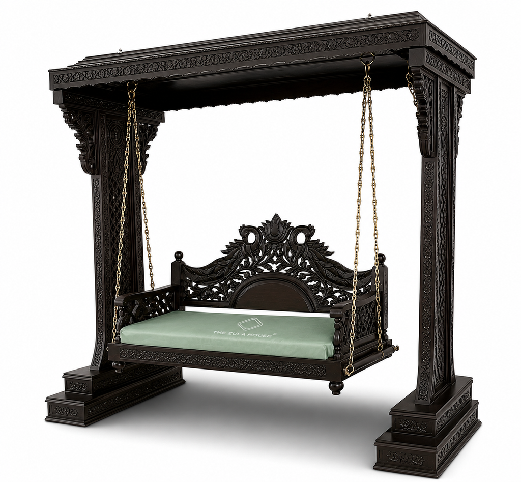 WOODEN PEACOCK HEACY CARVING STAND -2 SWING