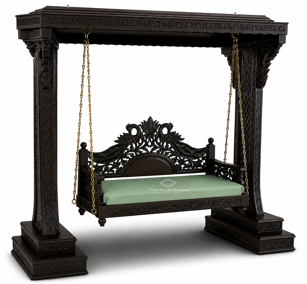 WOODEN PEACOCK HEACY CARVING STAND -2 SWING