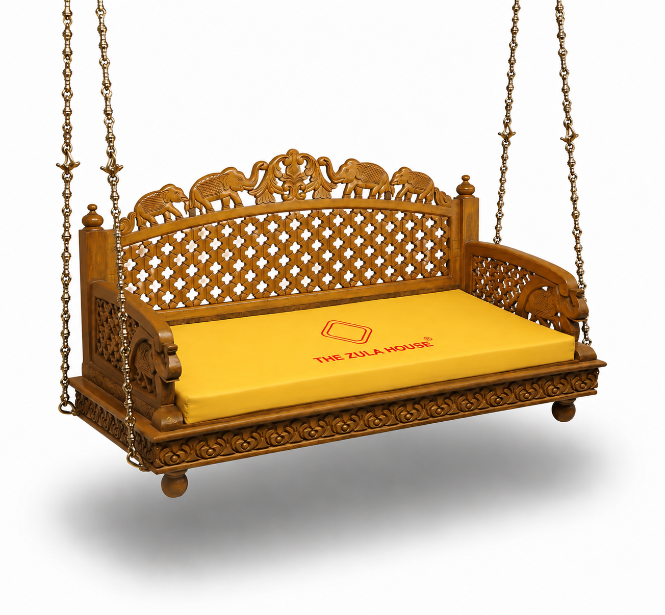 WOODEN ELEPHANT CARVING SWING
