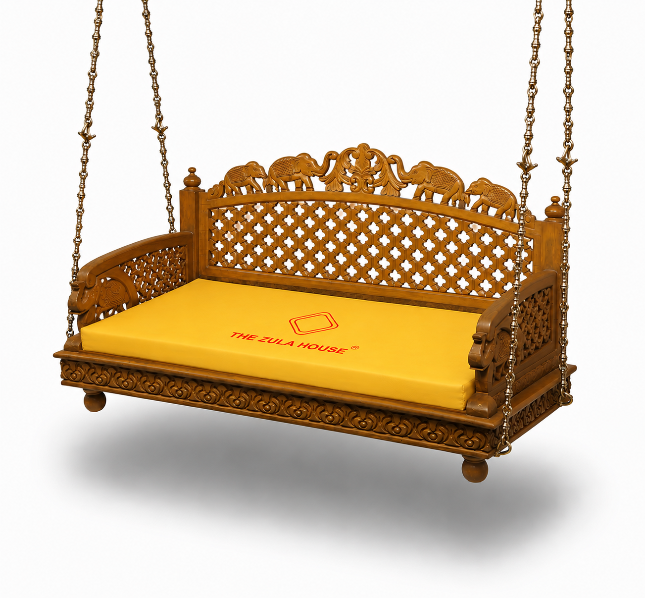 WOODEN ELEPHANT CARVING SWING