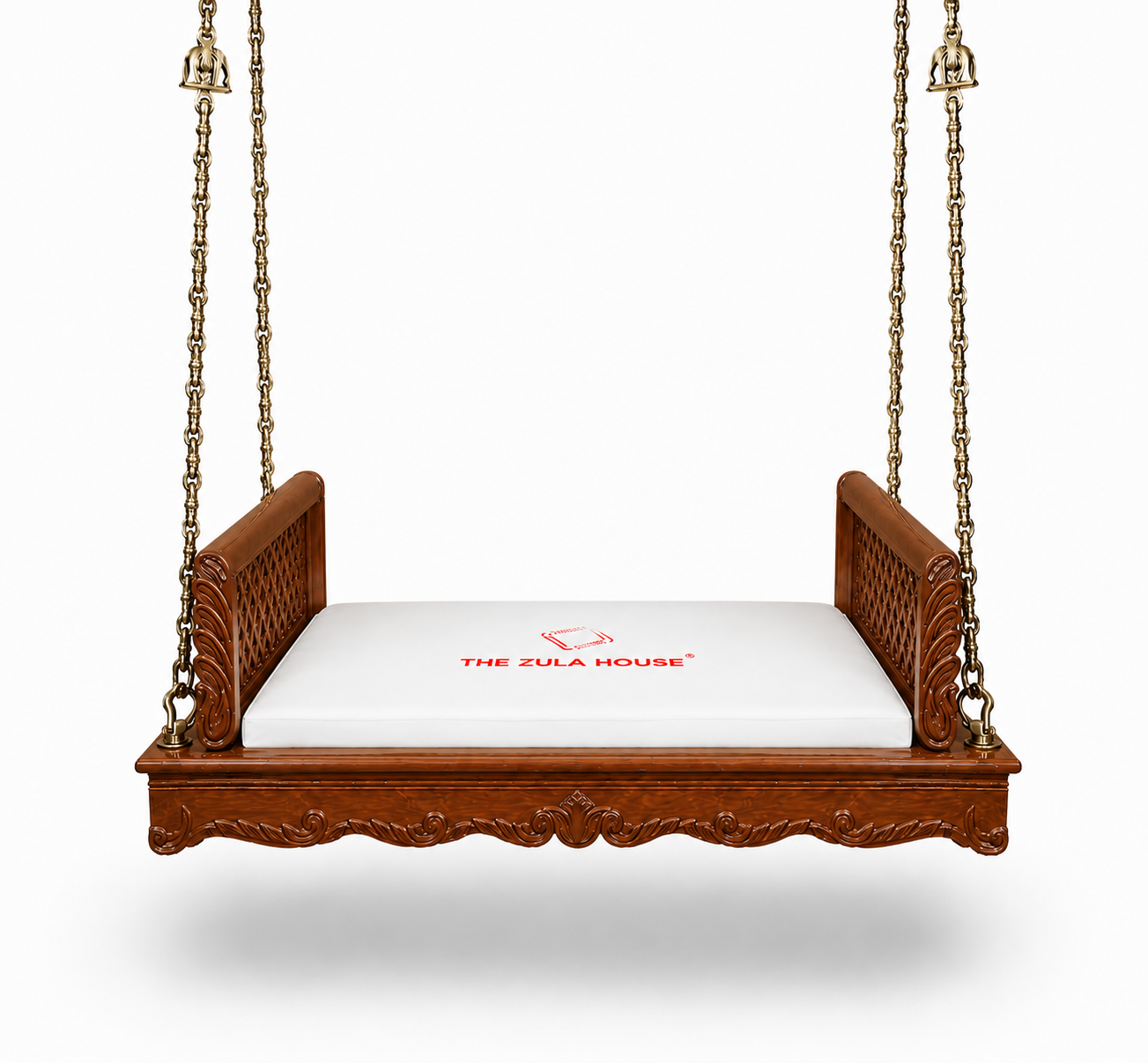 WOODEN PEACOKE CARVING PLANK SWING