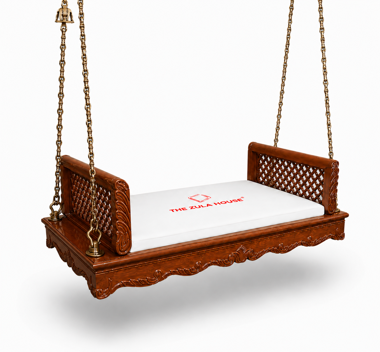 WOODEN PEACOKE CARVING PLANK SWING