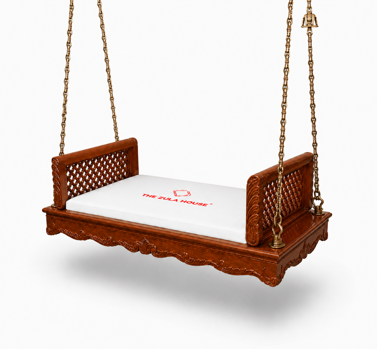 WOODEN PEACOKE CARVING PLANK SWING