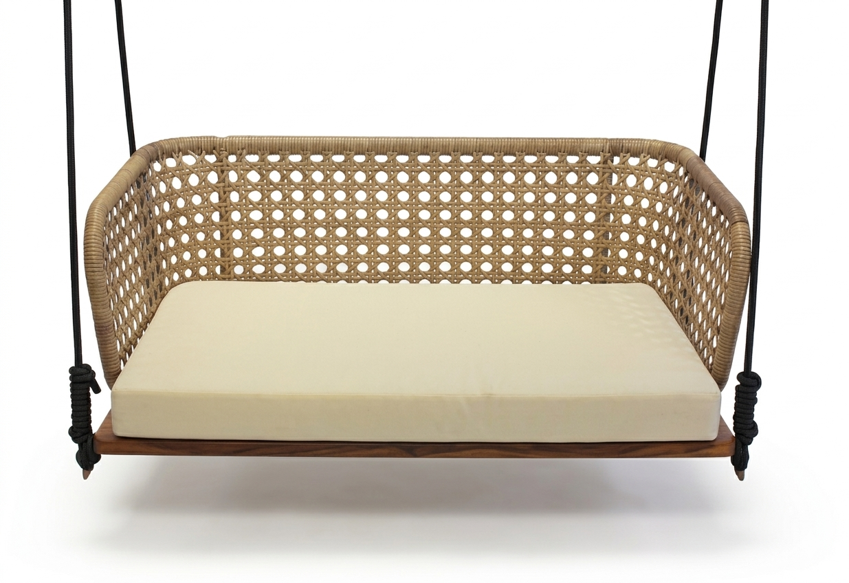 Wooden Base Wicker Swing